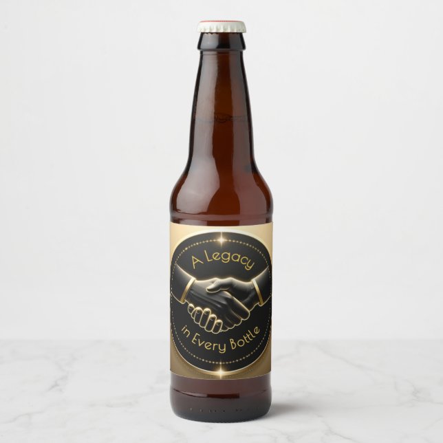 A Legacy in Every Bottle Handshake Ölflaska Etikett (Framsida)