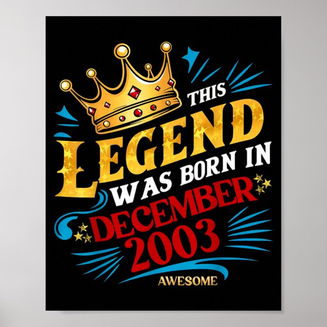 A Legend Was Born In December 2003 Awesome Man Boy Poster (Framsidan)