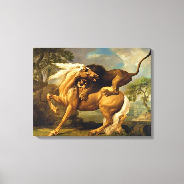 A Lejon Attacking a Horse, 1762 (oil on canvas) Canvastryck (Framsida)