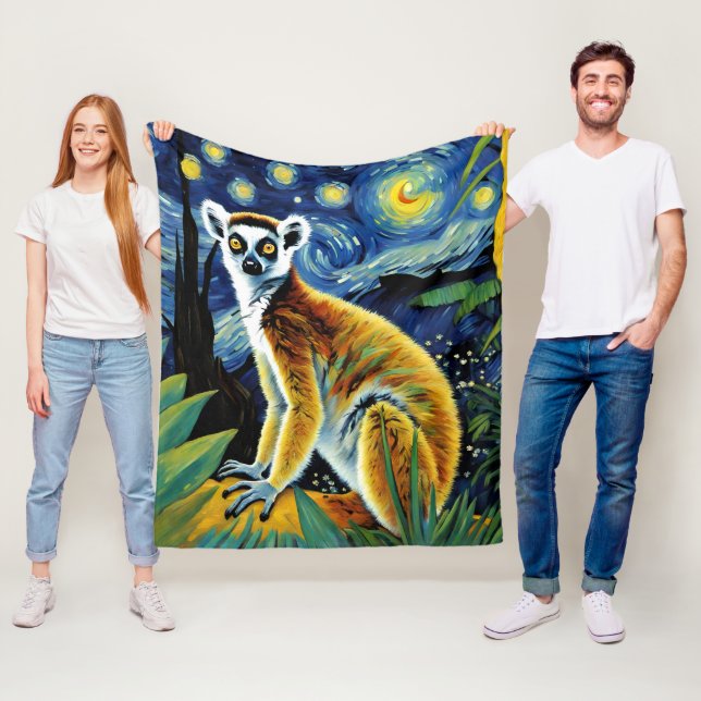 A Lemur i Starry Natt Fleecefilt (På plats)