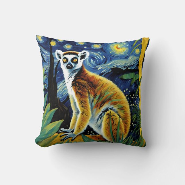 A Lemur i Starry Natt Kudde (Framsida)