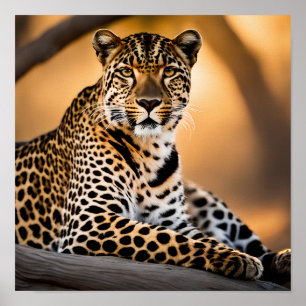 A Leopard Bask i Sol Poster