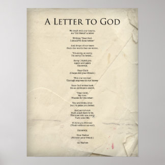 "A Letter to God" Religious Poem Poster-Large Poster