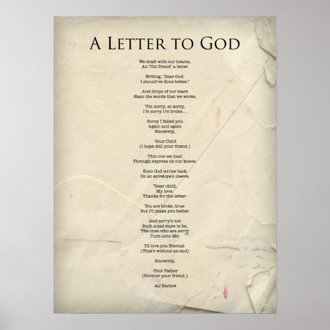 "A Letter to God" Religious Poem Poster-Large Poster (Framsidan)