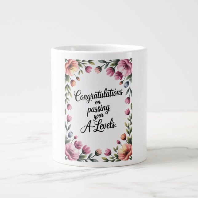 A Level Exam Blommig Grattis Examen  Jumbo Mugg (Framsidan)