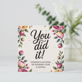 A Level Exam Congratulation Graduation card's  Kort