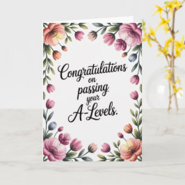 A Level Exam Floral Congratulation Graduation  Kort