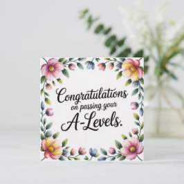 A Level Exam Floral Congratulation  Greeting Cards