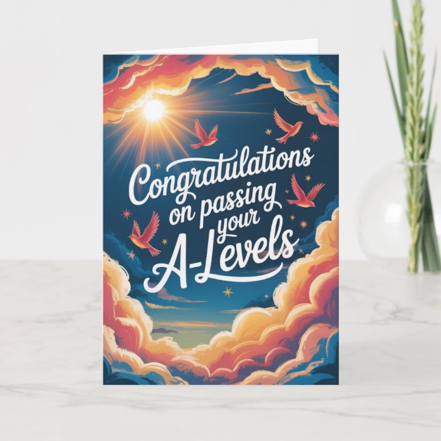 A Level Exam himmel solsken Grattis-kort Kort (Framsida)