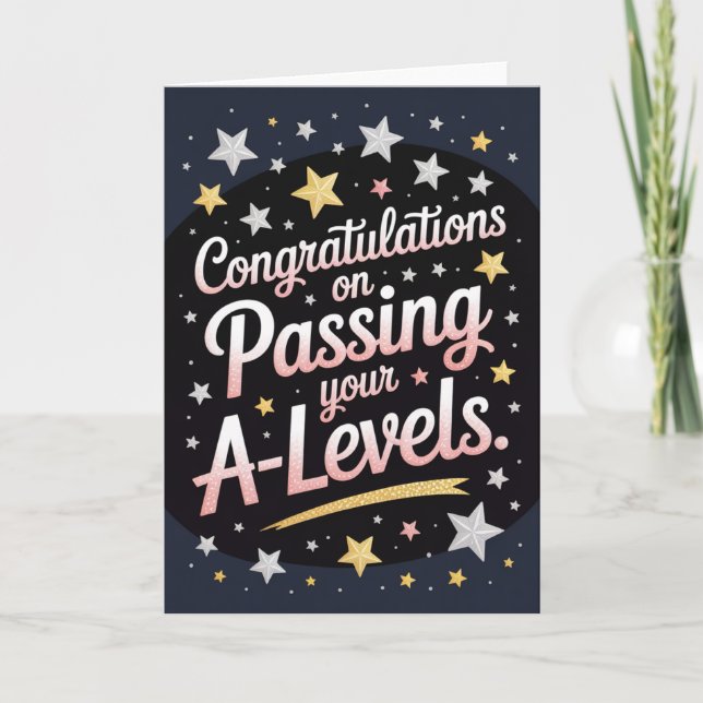 A Level Exam radiant star Congratulation cards Kort (Framsida)