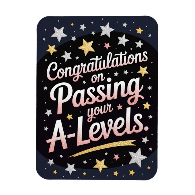 A Level Exam strålande stjärna Grattis-kort Magnet (Vertikal)