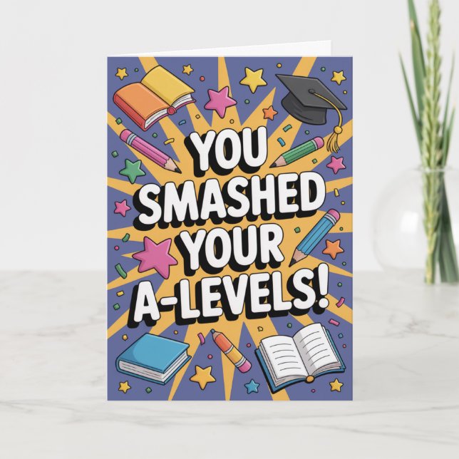 A-Level framgång blommig Grattis-kort  Kort (Framsida)