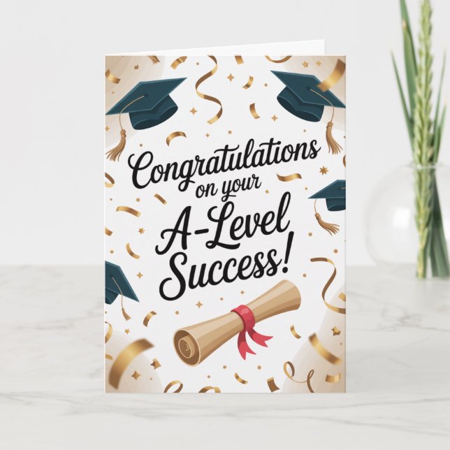 A-Level-framgång Grattis-kort Examen  Kort (Framsida)