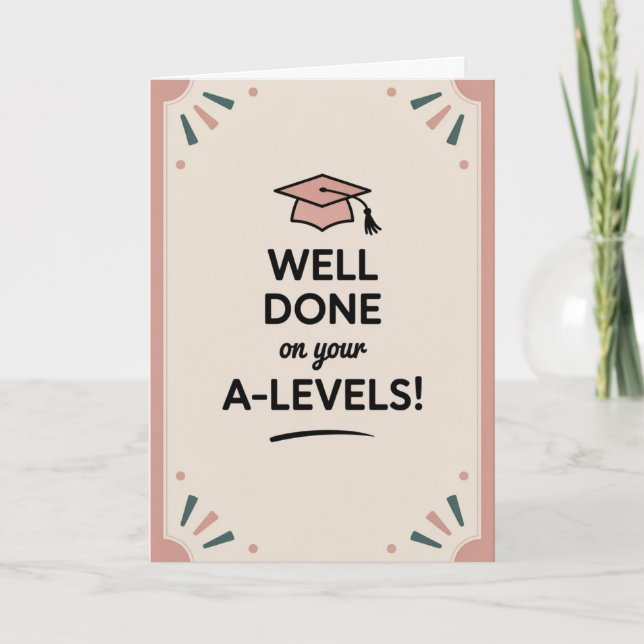 A-Level framgångs Gratulationskort Examen  Kort (Framsida)