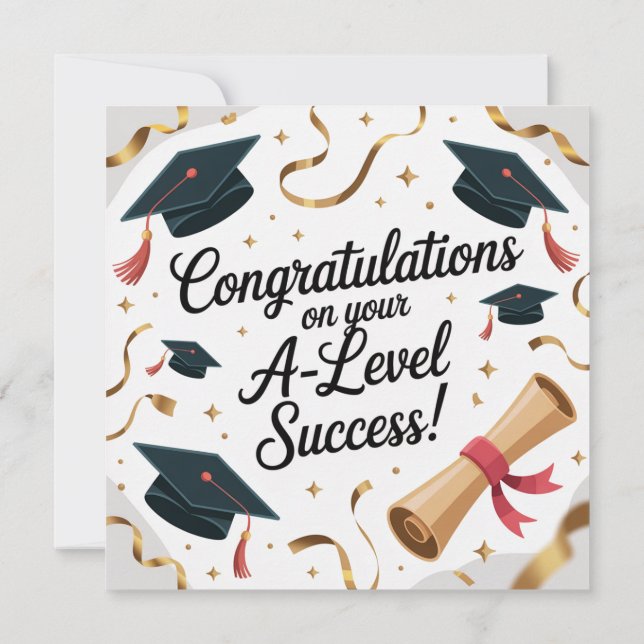 A-Level success Flat Graduation Greeting Card  Kort (Baksida)