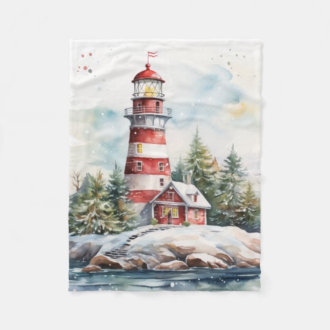 A Lighthouse in Winter Fleecefilt (Framsidan)