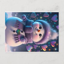 A Lila-Scarged Snö Swehoney - snögubbe gi Helg Vykort