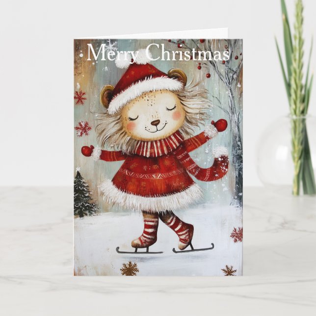 A Lion Ice Skating Helgkort (Framsida)