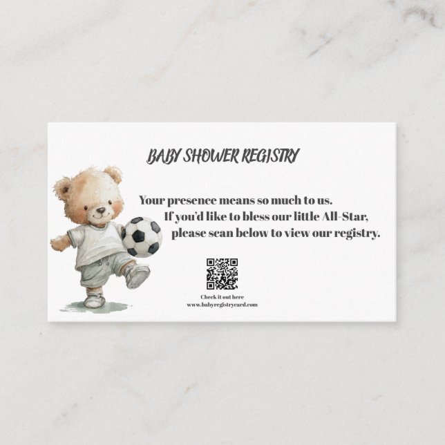 A Little All-Star Baby Shower Registry Card Tilläggskort (Framsida)