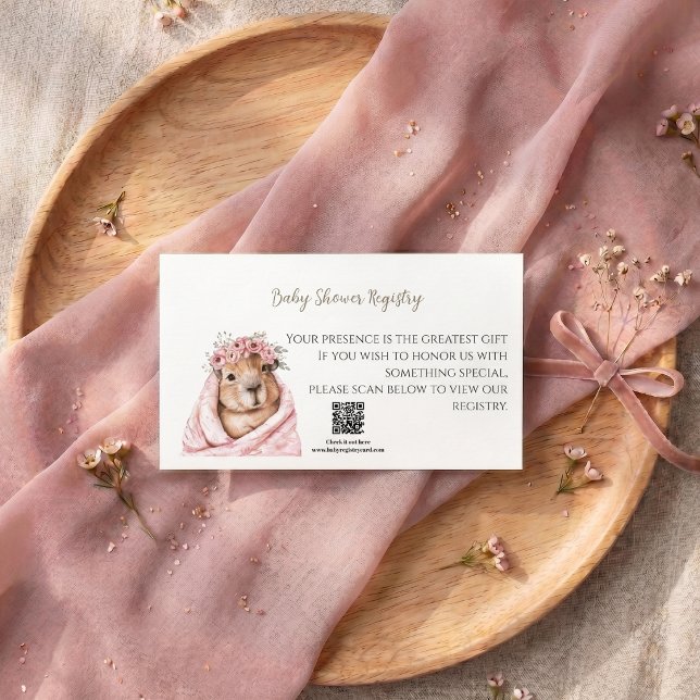 A Little All-Star Baby Shower Registry Card Visitkort (Capybara Baby shower Registry card)