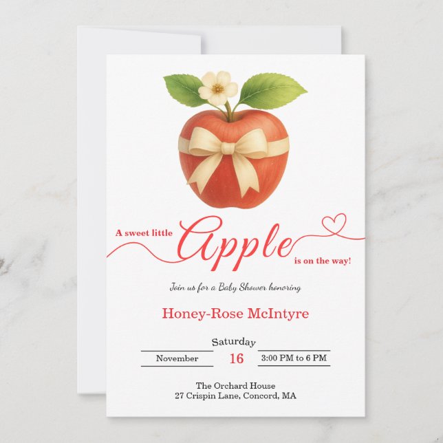 A Little Apple Is On The Way | Fall Baby Shower  Inbjudningar (Framsida)