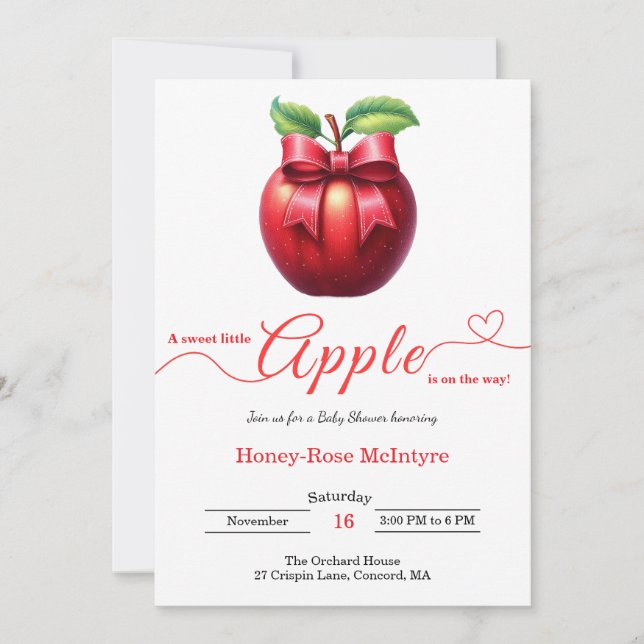 A Little Apple Is On The Way | Fall Baby Shower  Inbjudningar (Framsida)