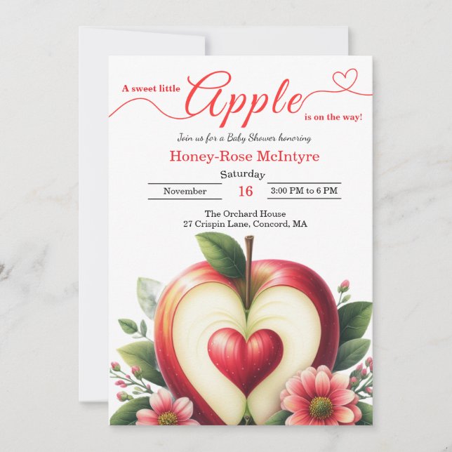 A Little Apple Is On The Way | Fall Baby Shower  Inbjudningar (Framsida)