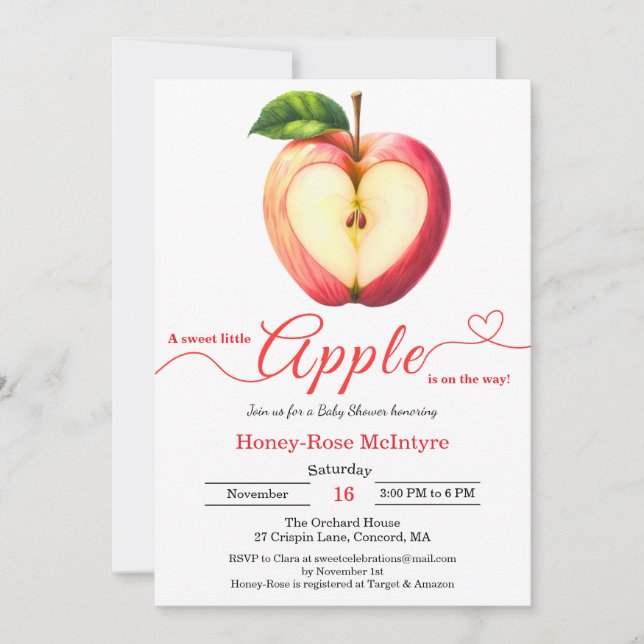 A Little Apple Is On The Way | Fall Baby Shower  Inbjudningar (Framsida)