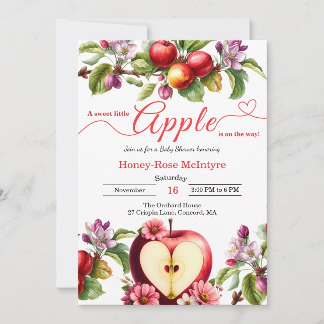 A Little Apple Is On The Way | Fall Baby Shower  Inbjudningar (Framsida)
