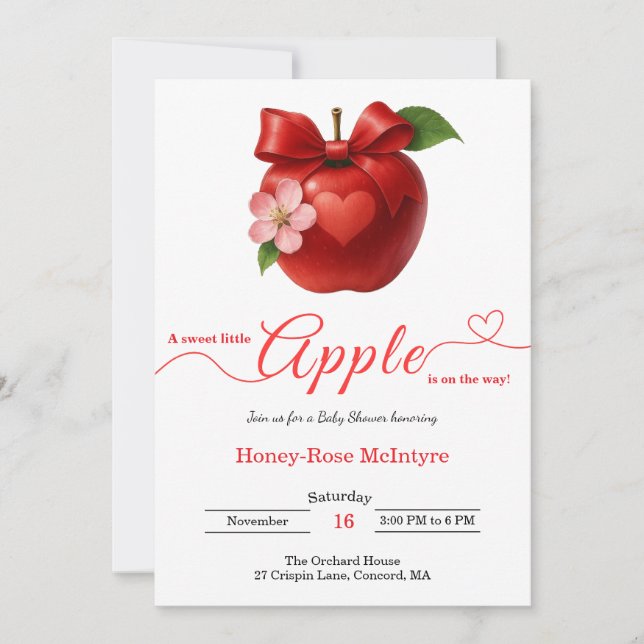 A Little Apple Is On The Way | Fall Baby Shower  Inbjudningar (Framsida)