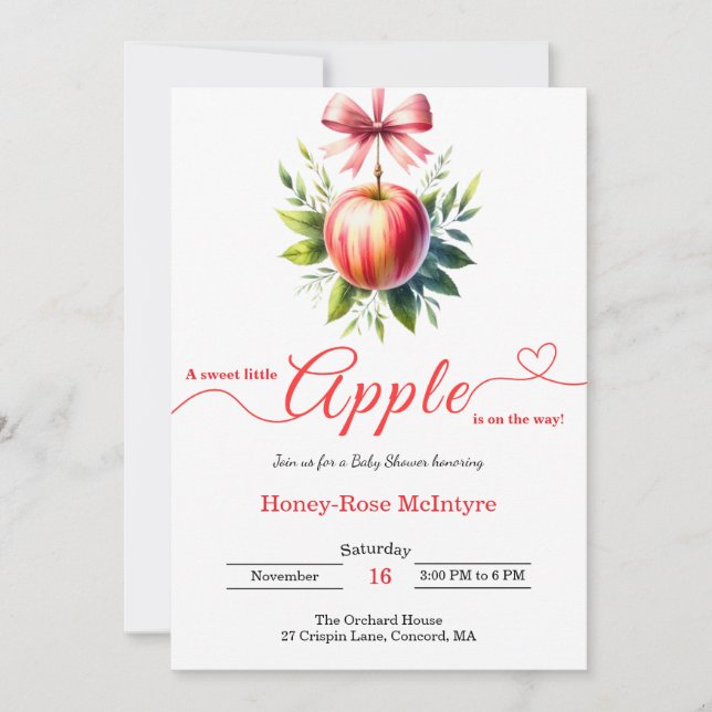 A Little Apple Is On The Way | Fall Baby Shower  Inbjudningar (Framsida)