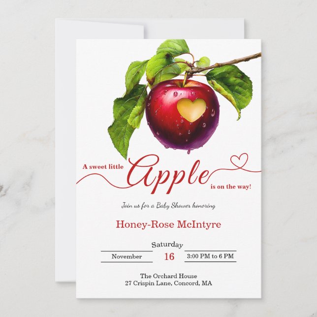 A Little Apple Is On The Way | Fall Baby Shower  Inbjudningar (Framsida)