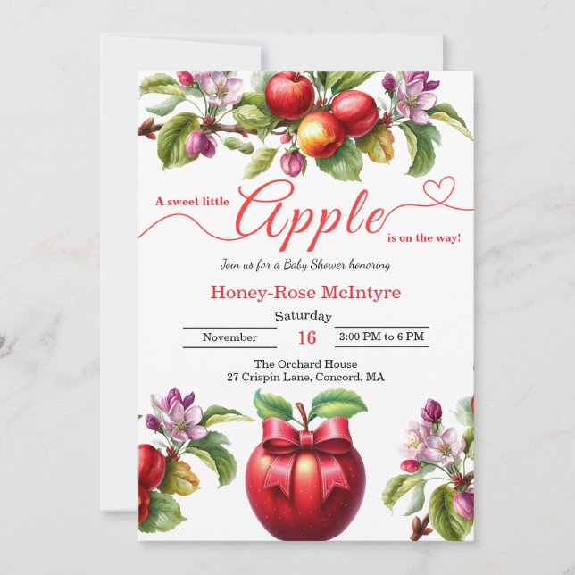 A Little Apple Is On The Way | Fall Baby Shower  Inbjudningar (Framsida)