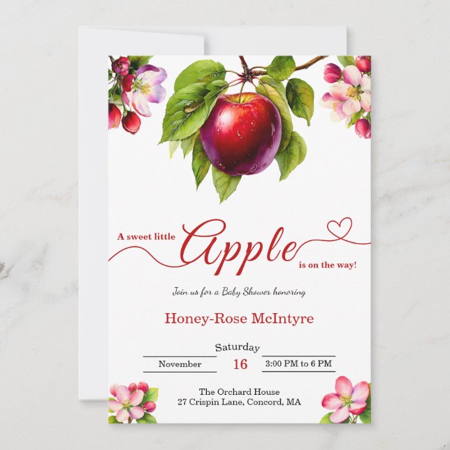 A Little Apple Is On The Way | Fall Baby Shower  Inbjudningar (Framsida)