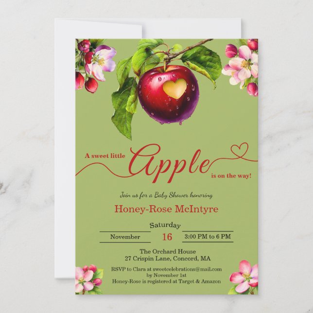 A Little Apple Is On The Way | Fall Baby Shower  Inbjudningar (Framsida)