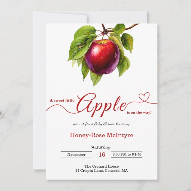 A Little Apple Is On The Way | Fall Baby Shower  Inbjudningar (Framsida)