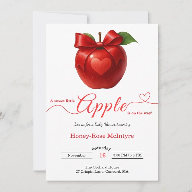 A Little Apple Is On The Way | Fall Baby Shower  Inbjudningar (Framsida)