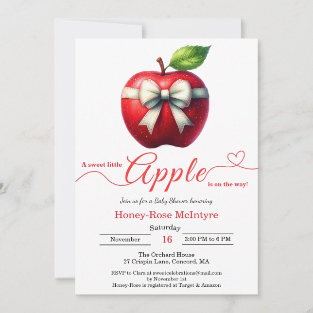 A Little Apple Is On The Way | Fall Baby Shower  Inbjudningar (Framsida)