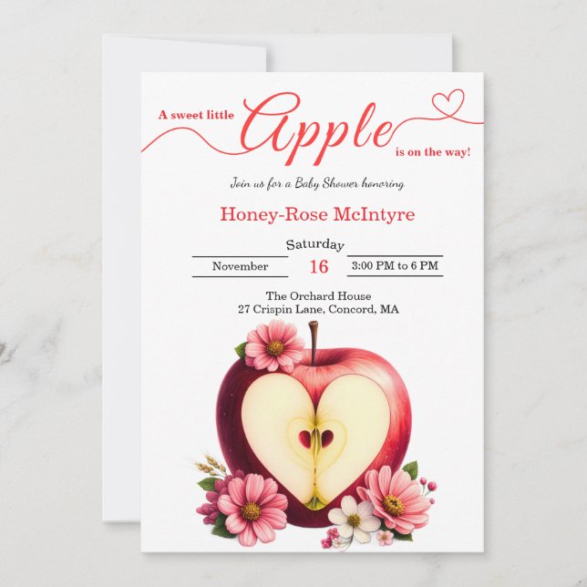 A Little Apple Is On The Way | Fall Baby Shower  Inbjudningar (Framsida)