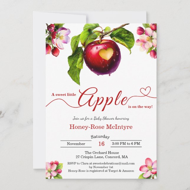 A Little Apple Is On The Way | Fall Baby Shower  Inbjudningar (Framsida)