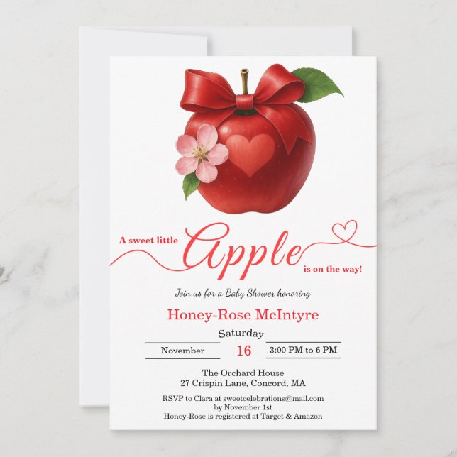 A Little Apple Is On The Way | Fall Baby Shower  Inbjudningar (Framsida)