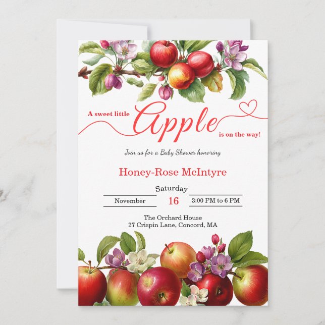 A Little Apple Is On The Way | Fall Baby Shower  Inbjudningar (Framsida)