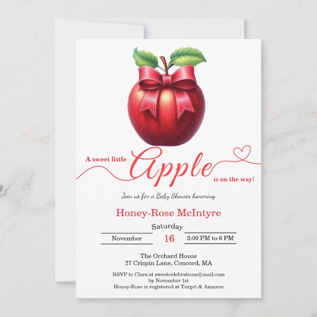A Little Apple Is On The Way | Fall Baby Shower  Inbjudningar (Framsida)