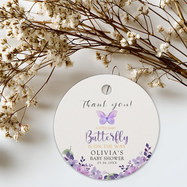 A Little Baby Butterfly is on The Way Baby shower Gåvor Etiketter (Skapare uppladdad)