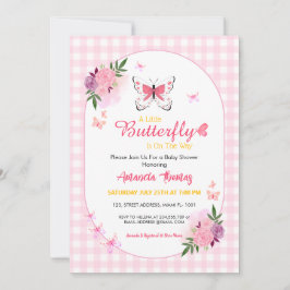 A Little Baby Butterfly Is On The Way Baby Shower  Inbjudningar