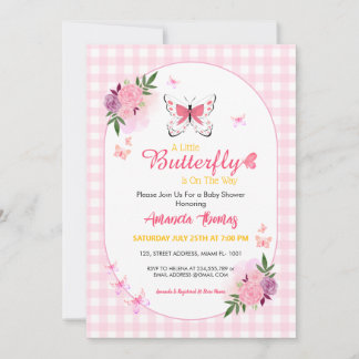 A Little Baby Butterfly Is On The Way Baby Shower  Inbjudningar