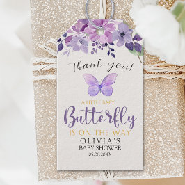 A Little Baby Butterfly is on The Way Baby shower Presentetikett