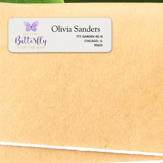 A Little Baby Butterfly is on The Way Baby shower Returadress Etikett (Skapare uppladdad)