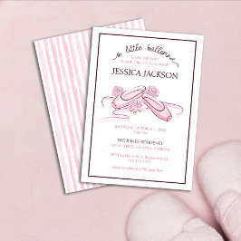 A Little Ballerina is on the Way Pink Ballet Shoes Inbjudningar