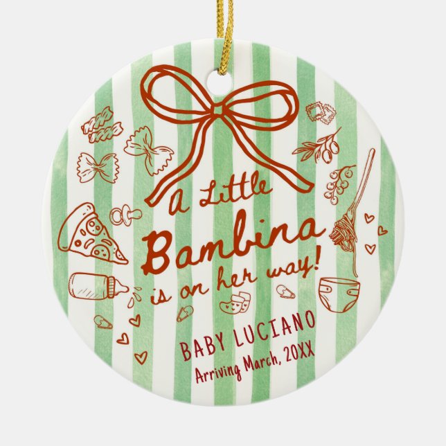 A little Bambina Coming Soon Julgransprydnad Keramik (Framsidan)